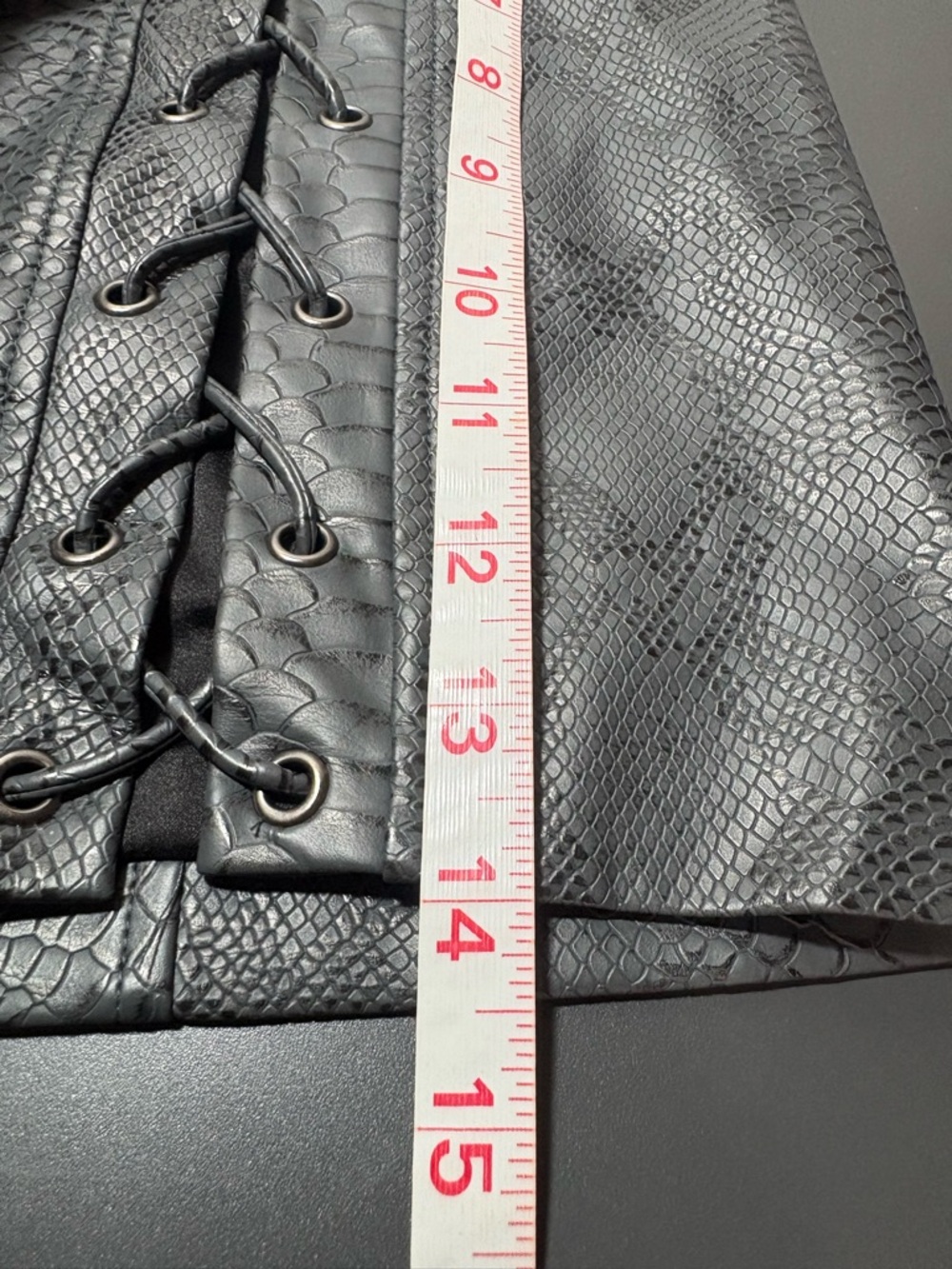 NAKED WARDROBE Faux-Snake Skin Lace-Up Mini Skirt - Picture 8 of 8